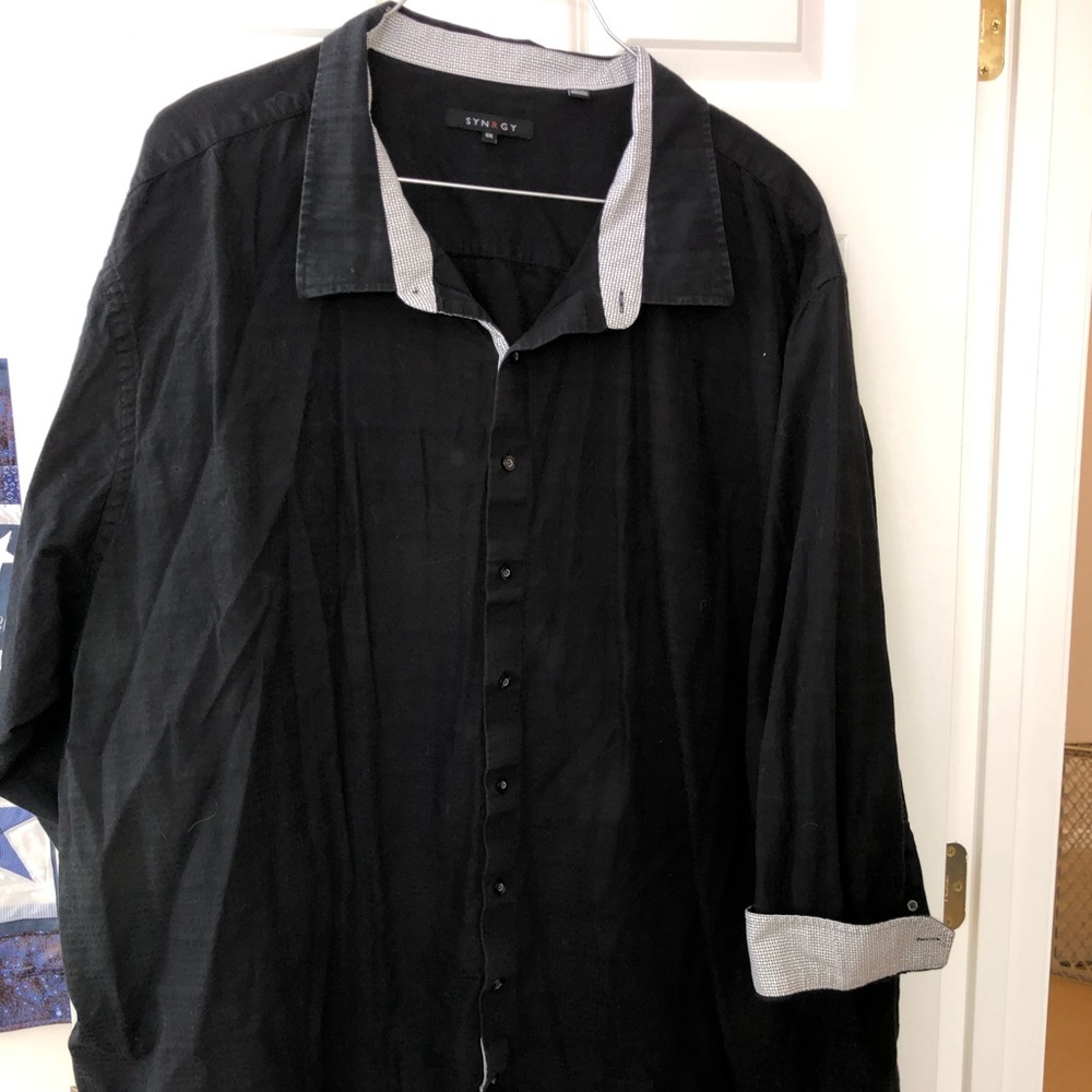 Synrgy shirt button long slv EUC big mens